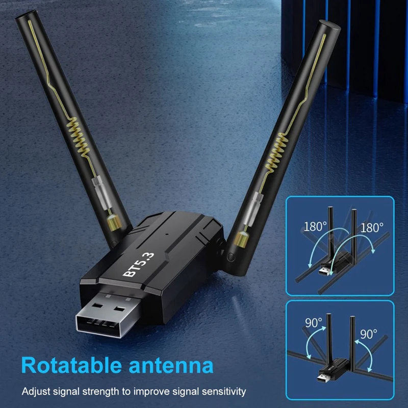ونڈوز 11/10 ماؤس کی بورڈ آڈیو ریسیور کے لیے 150M بلوٹوتھ 5.3 اڈاپٹر مفت ڈرائیور USB بلوٹوتھ ڈونگل اڈاپٹاڈور