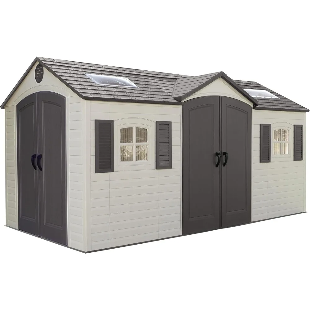 

60079 Outdoor Storage Dual Entry Shed, 15 x 8 ft, Desert Sand