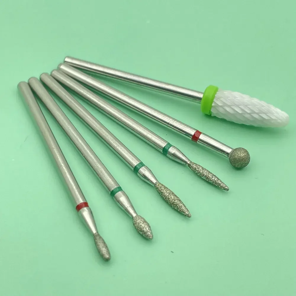 6 pçs fresa para manicure diamante cerâmica prego brocas moinhos remoção prego bit conjunto gel elétrica manicure máquinas ferramentas