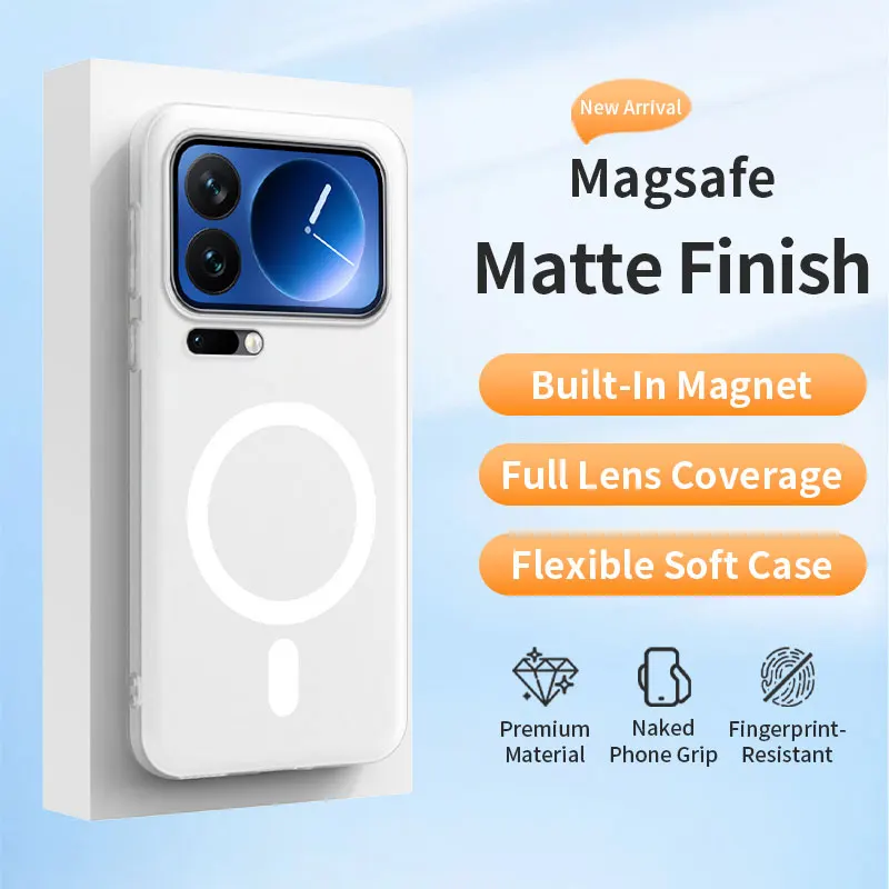 Original klare, matte, weiche TPU-Silikonhülle für Magsafe, magnetische Hülle für XIAOMI 17 15 15T 14 13 Pro Max Ultra, stoßfeste Abdeckung
