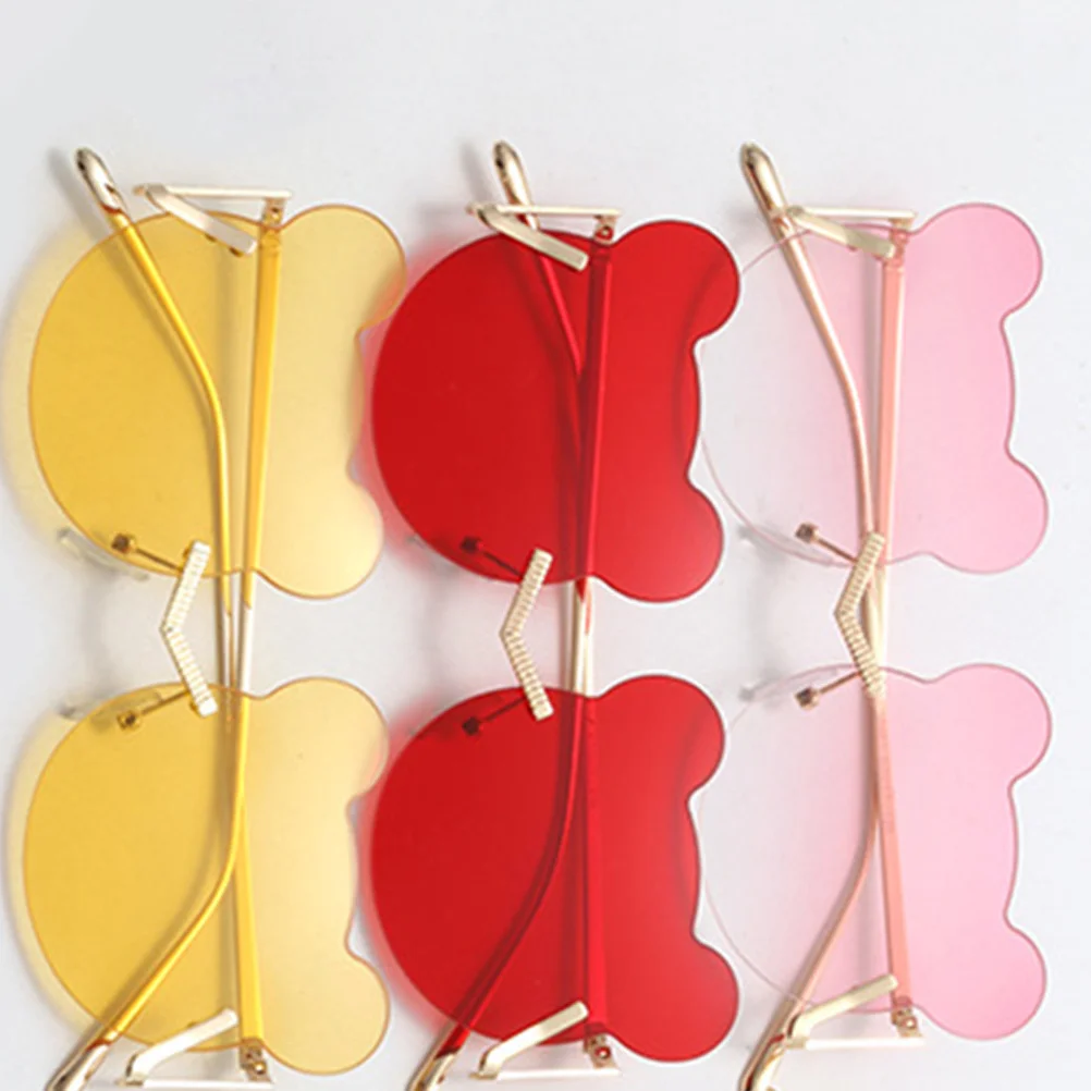 

Party Bear Sunglasses Golden Frame Yellow Lens Unique Personality Accessory Dancing Performance Lightweight Durable