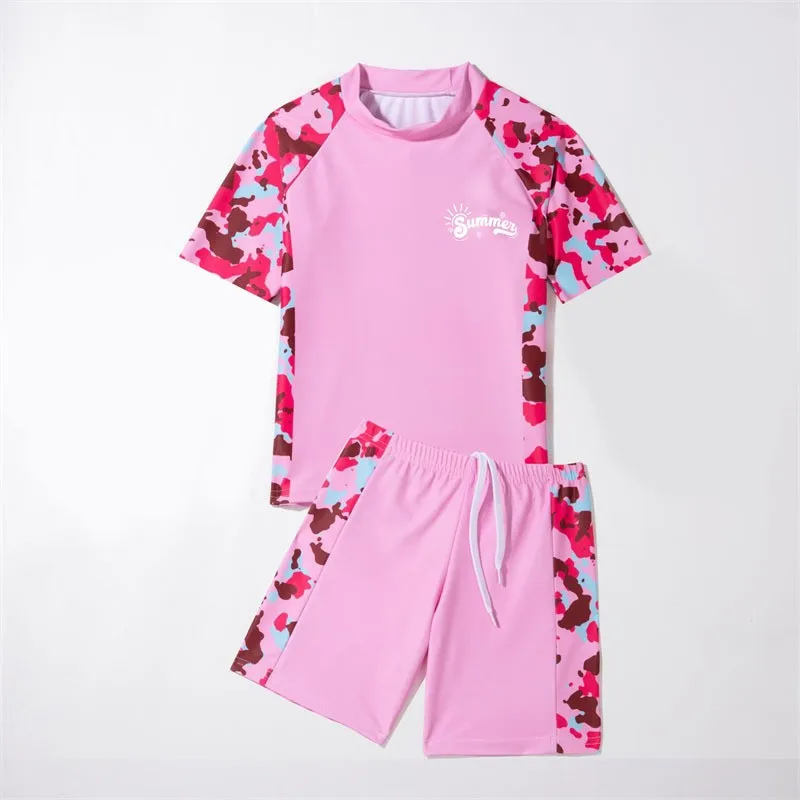 Boys Girls Summer Swimsuit Kids Breathable Quick Dry Swimming Beach Sports Set Children Cool Water SwimWear 110-150