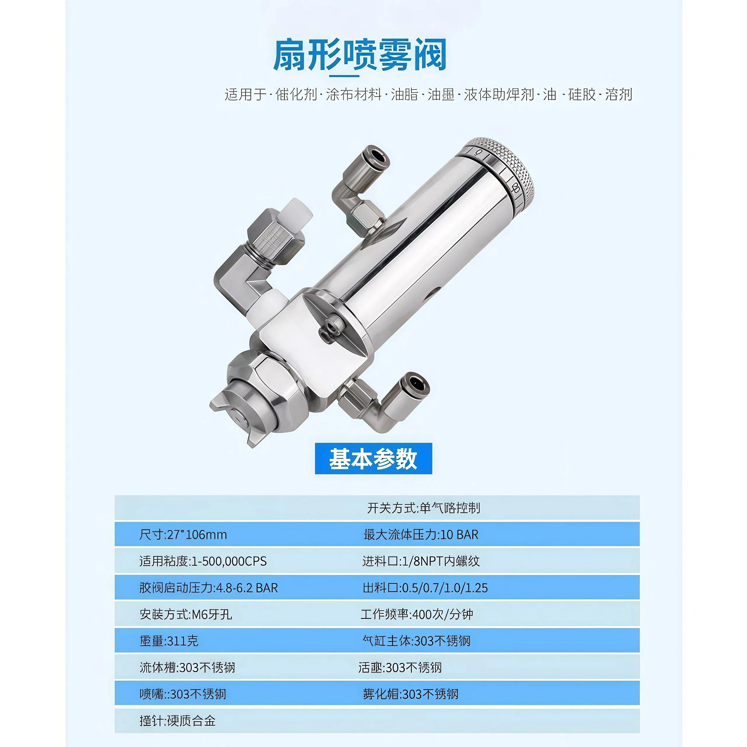 Glue quantitative spray valve viscosity grease spray valve atomization valve sector round spray spray valve
