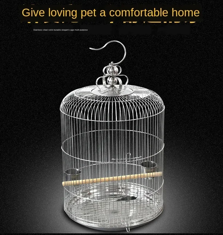 

Stainless Steel Bird Cage Large Round Bird Nest Parrot Thrush Kages Bird Kages House Outdoor Hanging Decoration Metal Nest Hoose