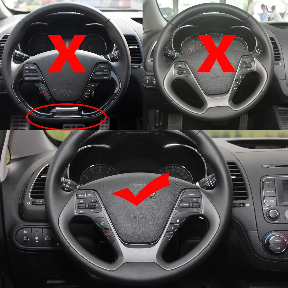 Bingwfpt painel de carro com moldura de volante, sem botões, três cores, painel de interruptor de carro para kia k3 k3s cerato ceed jd rio 3