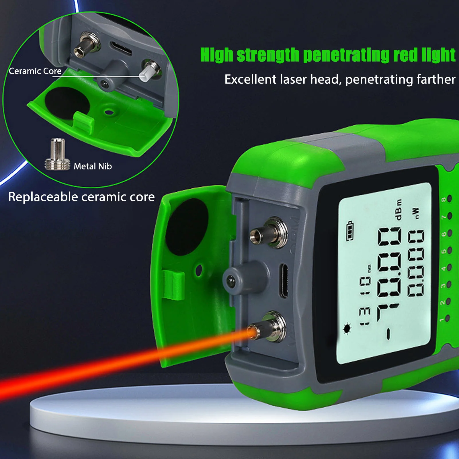 Mini Optical Power Meter Red Light  Optic Cable Power Tester with USB Charging Cable  Optic Power Meter