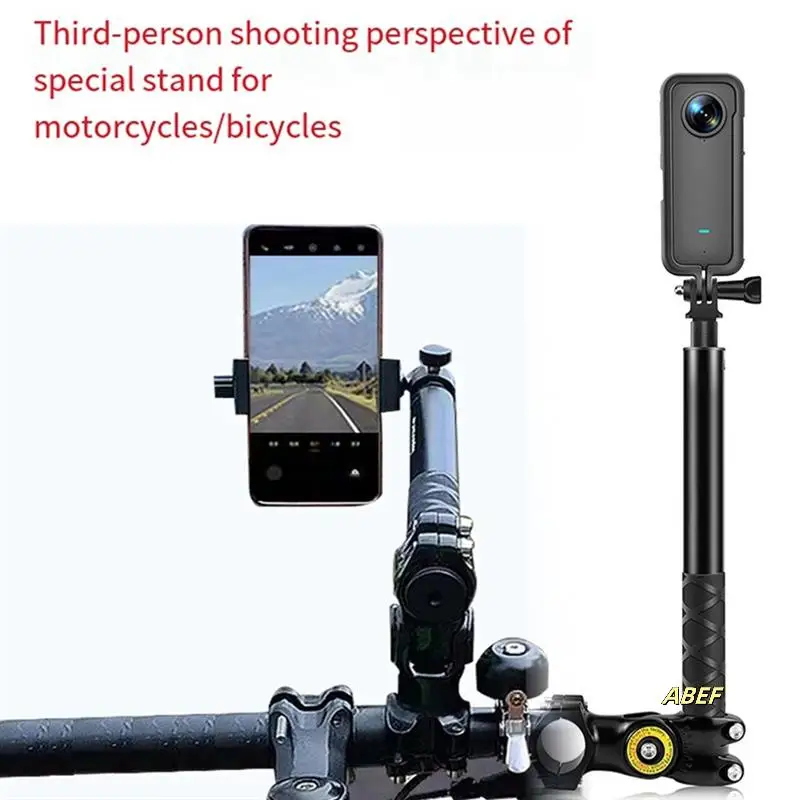Suporte ajustável para guidão de motocicleta para câmeras Gopro, DJI, Insta360 Monopé invisível para selfie stick