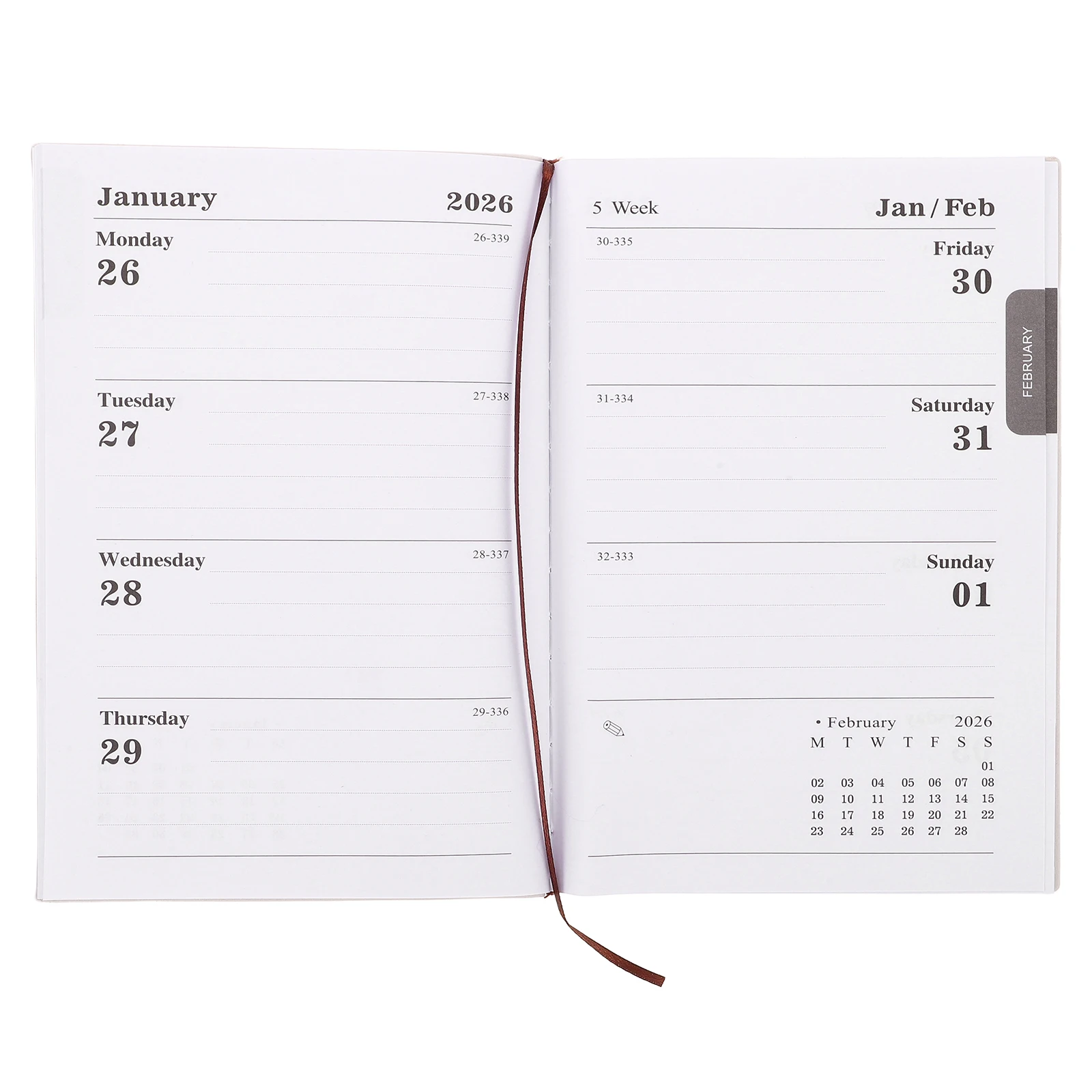 

2026 Weekly Planner A5 PU Cover Daily Weekly Appointment Notebook Portable Slim Compact Design for Office Study