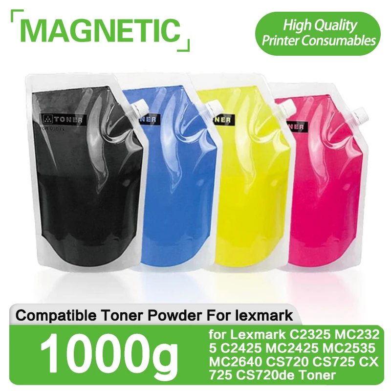 1000g Refill Toner Powder compatible for Lexmark C2325 MC2325 C2425 MC2425 MC2535 MC2640 CS720 CS725 CX725 CS720de Toner