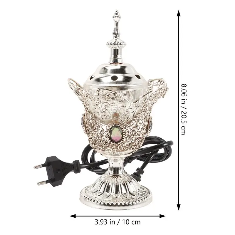 Middle East Church Electric Censer Metal Burner Astetic Room Decor Sandalwood Stove Metal Indoor Arabic Burner EU Plug