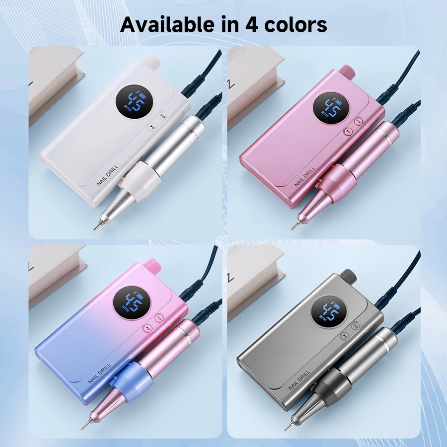 Professional Rechargeable Nail Drill Machine, 45000RPM, 4500mAh Large‑Capacity Battery, Portable Electric Nail File with Drill Bits Kit, Manicure Pedicure Tool for Salon & Home Use view 4