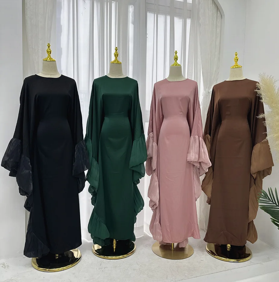 Abaja Dubaj Luksusowa Sukienka na Imprezę dla Kobiet Eid Koronkowe Rękawy Muzułmańskie Długie Sukienki Jalabiya Ramadan Kaftan Szata Strój Turecki