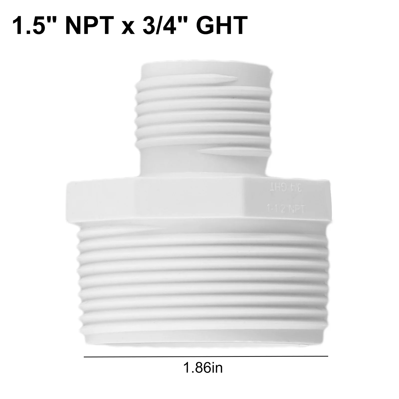 Garden hose adapter PVC 1 5 inch NPT male to 3/4 inch for ght male offering and leak for proof water connection solution