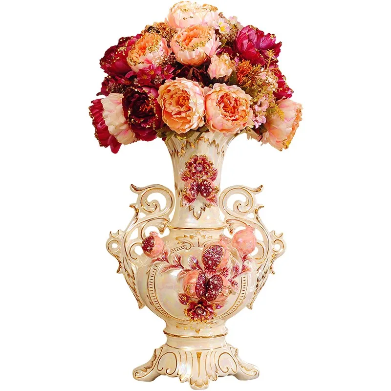 European vase ceramic decorative ornament luxury living room TV cabinet large floor-to-ceiling home dining table dried flower ar