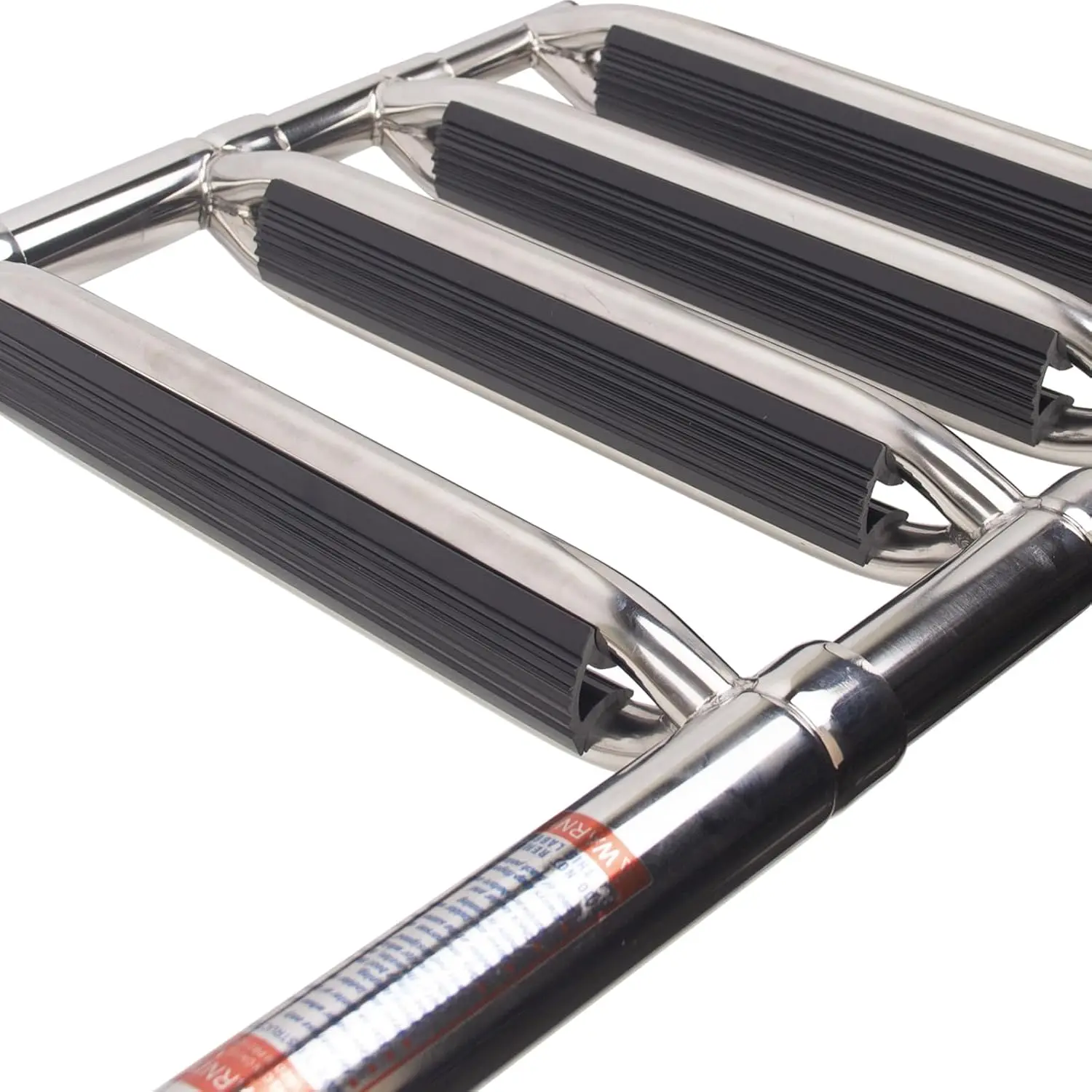 سلم قاعدة تصغير من الفولاذ المقاوم للصدأ بأربعة خطوات للقوارب العائمة - سعة 600 رطل شديدة التحمل، سلم سباحة للدخول الخلفي قابل للطي #5