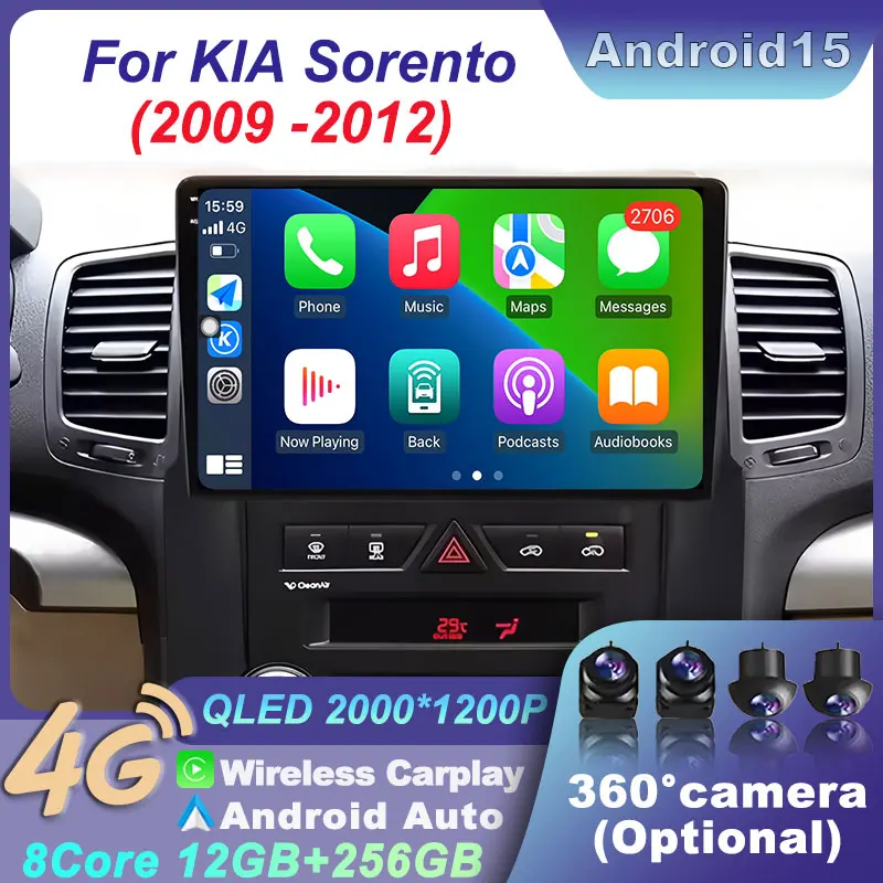 

Wireless Android for KlA Sorento 2009-2012 Car Radio GPS Stereo CarPlay Multimedia Player Video Audio Split Screen BT Navigation