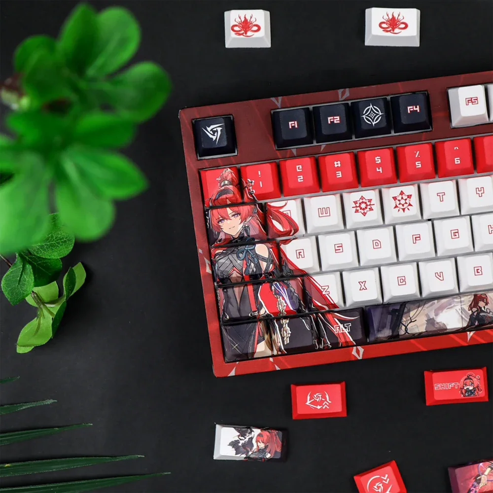 Imagem -05 - Waves Changli Yinlin Keycap Pbt Sublimação Térmica Cherry Perfil Key Cap Cartoon Anime Game 128 Chaves por Conjunto