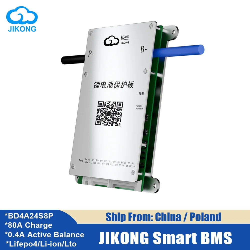 JIKONG BD4A24S8P BMS inteligente 8S-24S 80A Li-Ion LiFePo4 LTO BMS 18650 baterías BMS activo inteligente UPS JKBMS