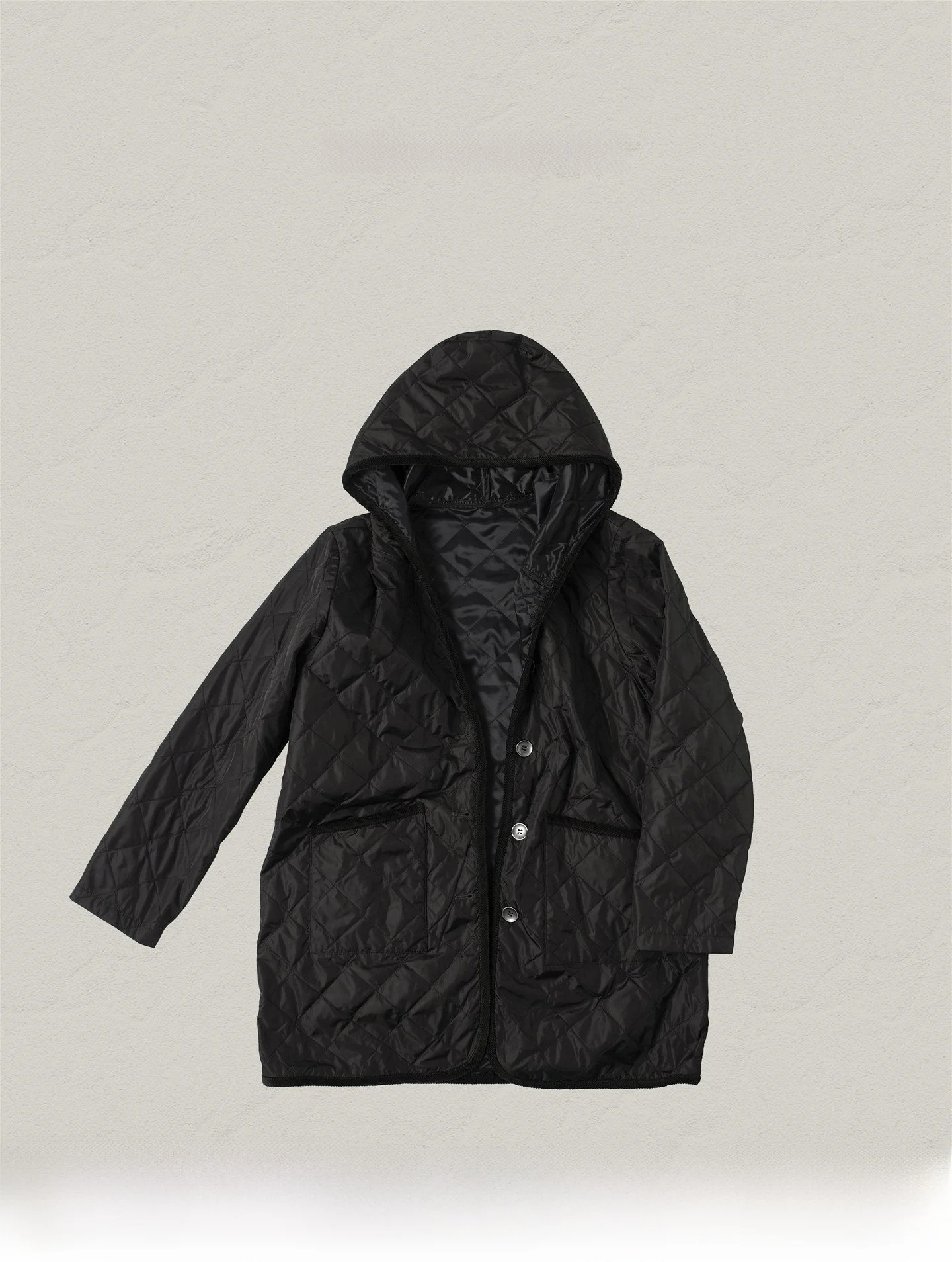 

Simple Black Brown Hooded Mid-Length Cotton Jacket Women's Fashionable Versatile Spring New Arrival Straight Cut Commute Style