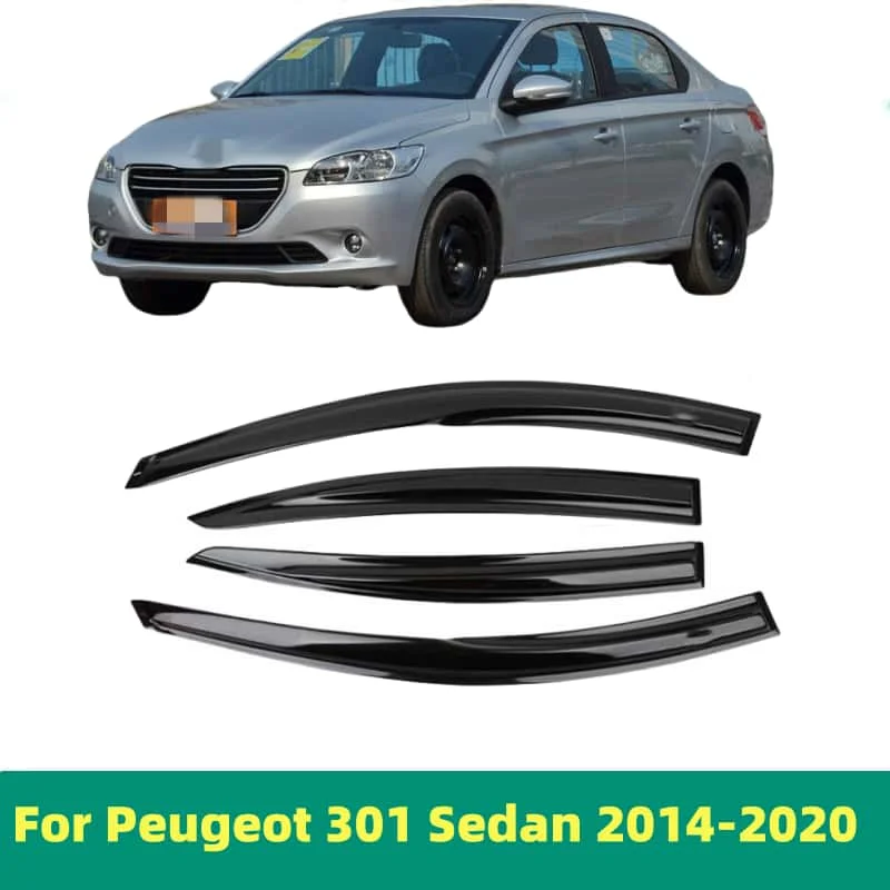 For Peugeot 301 Sedan 2014 2015 2016 2017 2018 2019 2020 Window Visor Side Vent Rain Guard Deflectors Shade Shield Shelter Cover