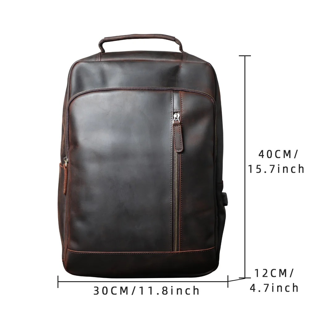 S.WORKER Vintage Echtleder-Rucksack Laptop-Tasche Crazy-Horse-Leder Schultasche Outdoor-Reise-Weekender-Schultertasche – Detail 2