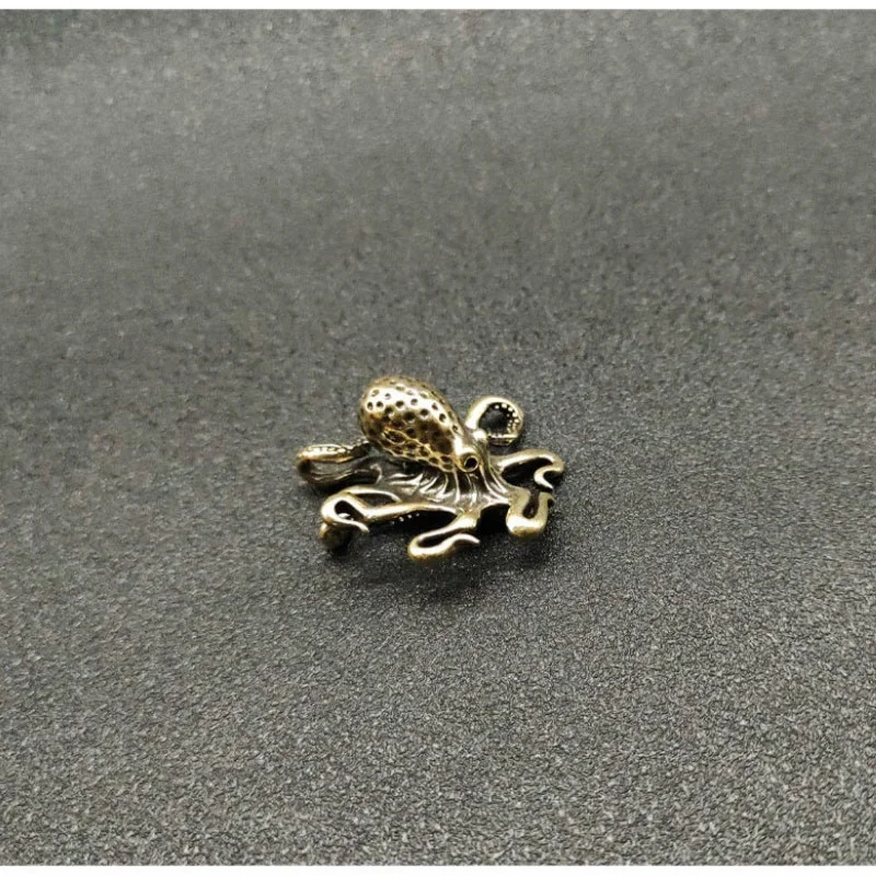 Brass Octopus Home Decoration Antique Copper Animal Figurines Miniatures Desk Ornament Accessories Creative Table Tea Pets Craft