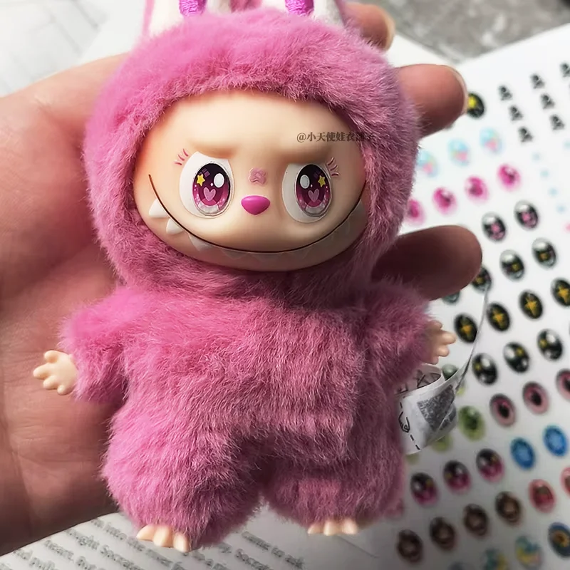 ل/القماش Labubu4.0 سلسلة كلمة المرور على شكل قلب ملصقات العين ملصقات رموش من القماش ذاتية الصنع للدمى والإكسسوارات #3