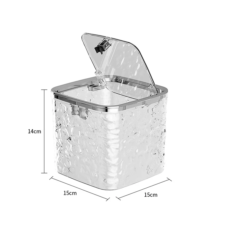 Jewelry Organizer Box Water Wave Pattern Transparent Storage with Bouncing Lid Makeup Brush Container for Desktop Trash Bin
