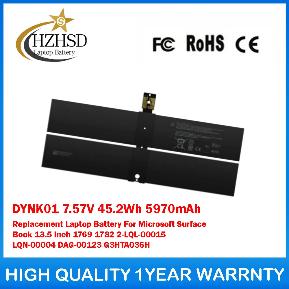 

DYNK01 7.57V 45.2Wh 5970mAh Replacement Laptop Battery For Microsoft Surface Book 13.5 Inch 1769 1782 2-LQL-00015 LQN-00004