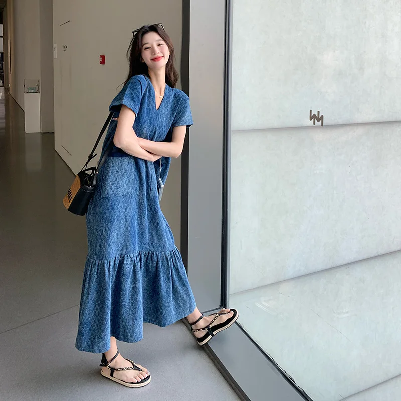 

Elegant Long Dress Women, Summer New Loose Slimming Dress With Design Sense