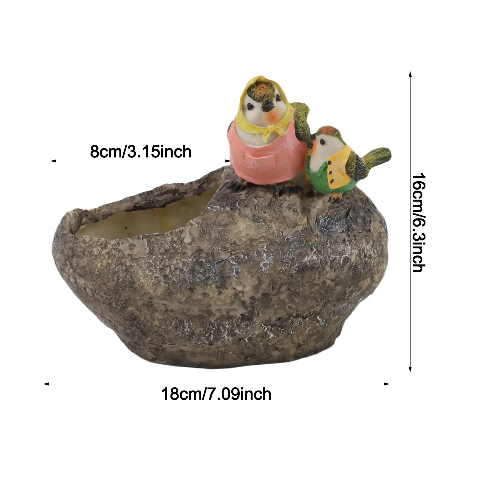 Weather resistant creative resin flowerpot garden decoration charming bird design for patio indoor and outdoor use