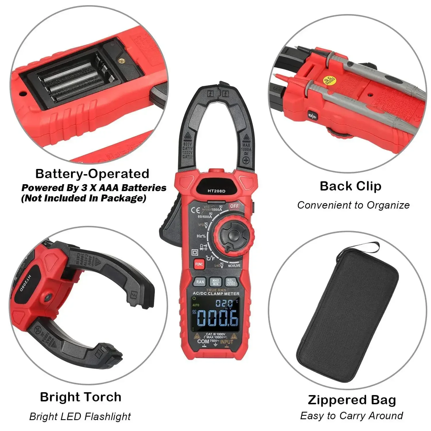004 HT208D  Best Selling Product AC Digital Clamp Meter Multimeter