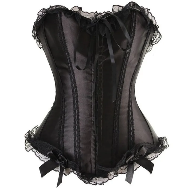 Sapubonva Burlesque Korset En Rok Set Onregelmatige Veters Gothic Bustier Corset Jurken Voor Vrouwen Verstelbaar Plus Size Zwart