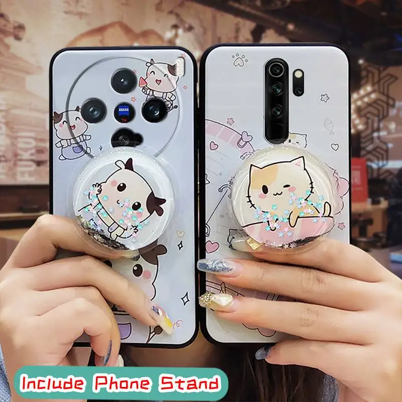 Waterproof quicksand Phone Case For VIVO X200 Pro Mini Anti-knock Skin feel silicone protective Back Cover cute TPU