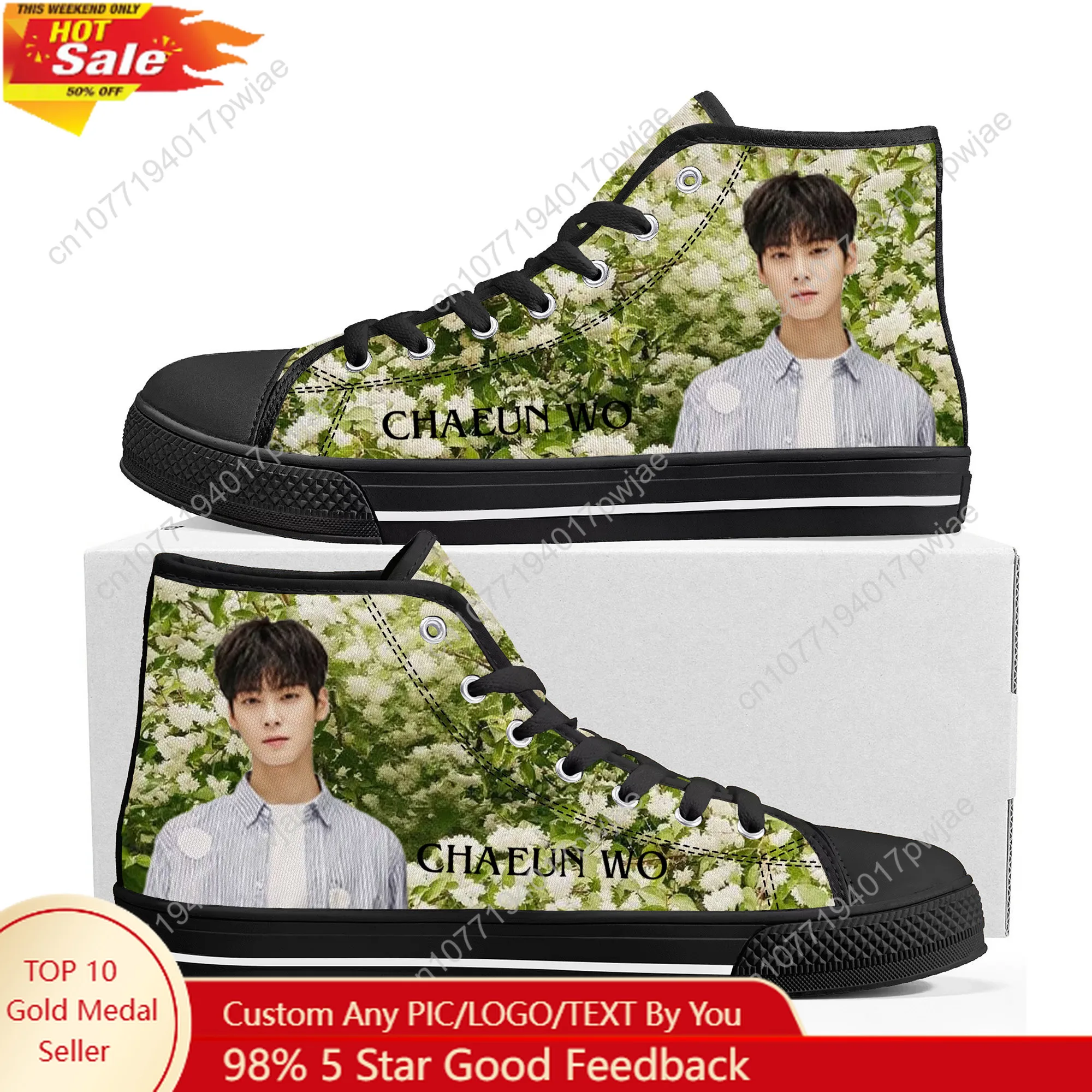 

KPOP Cha EunWoo High Top High Quality Sneakers Mens Womens Lightweight Canvas Sneaker Ghana Hiking Casual Custom Shoes