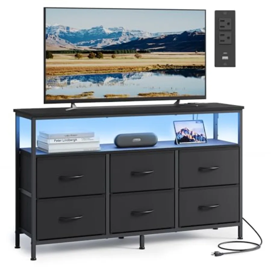 BELLAH Collection - Dresser for Bedroom, Chest of Drawers, TV Stand for TVs Up to 55 Inch, Living Room, Closet, 6 Drawers and 1