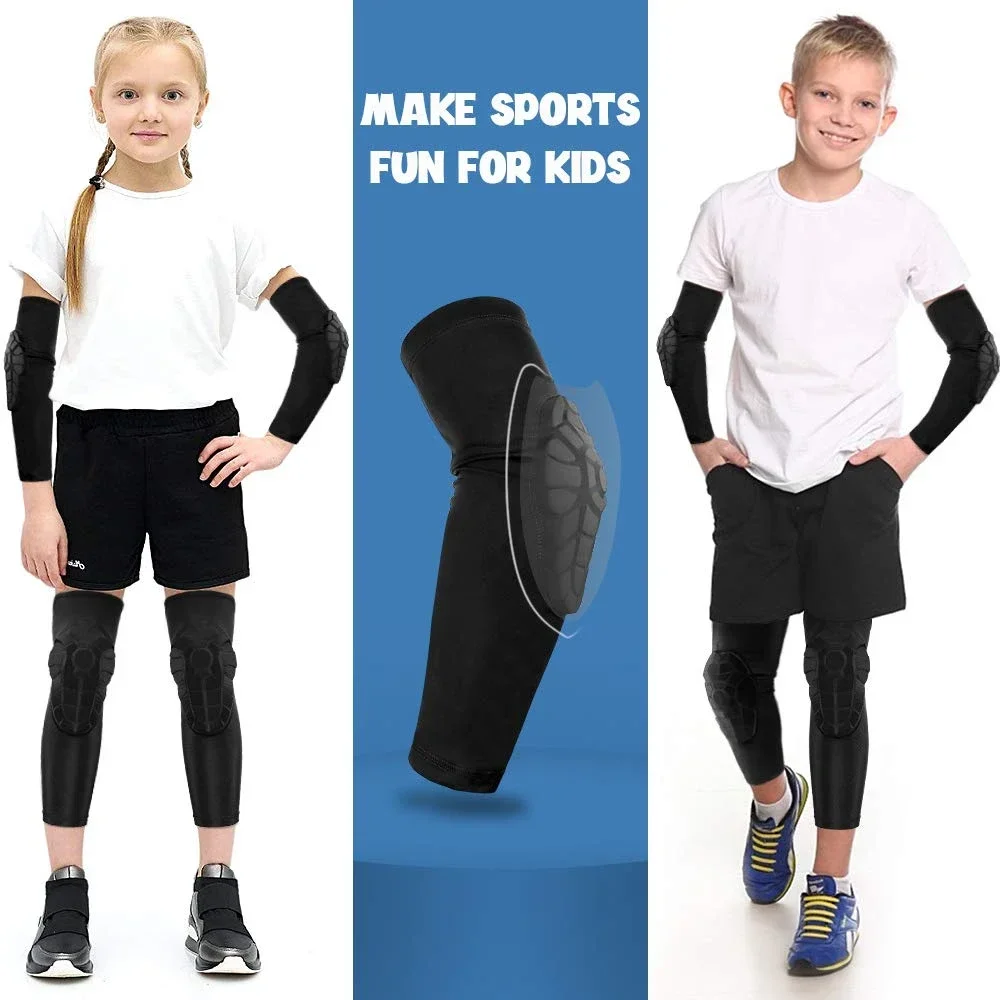 Kids/Youth 3-12 Years Sports honeycomb Compression Knee Pads Guards Protective Gear for Basketball, Football, Volleyball,Cycling