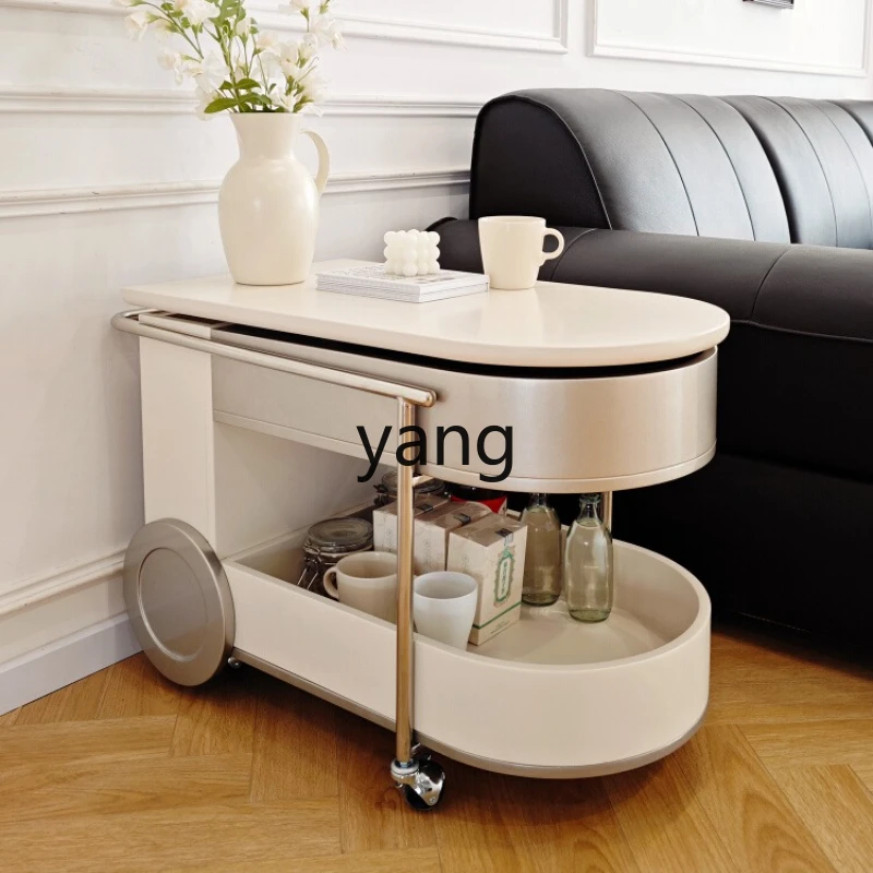 

LH sofa side table removable coffee table lifting solid wood trolley cream wind small table
