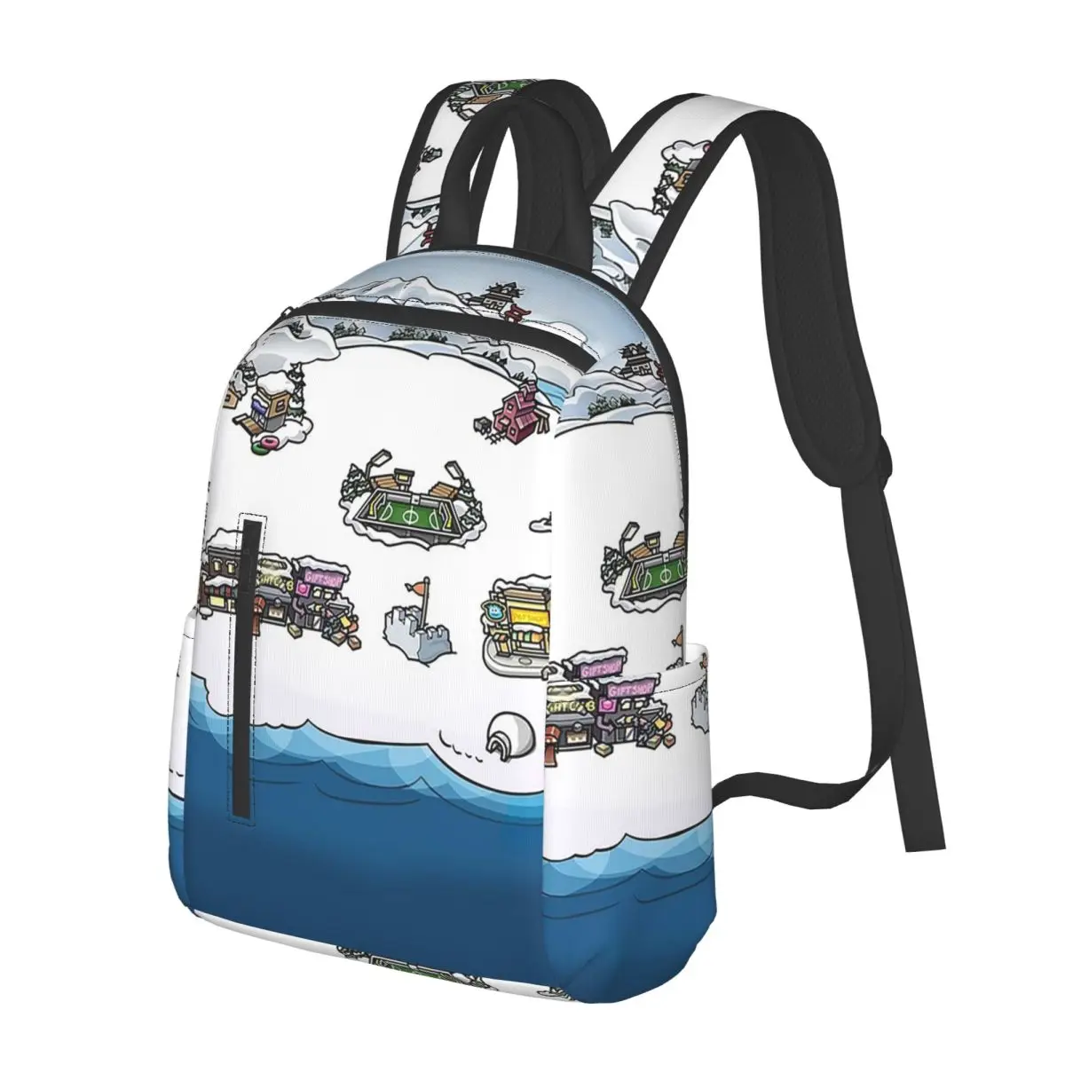 Club Penguin M Student Backpack School Bag Hiking Travel Daypack for Boys Girls Bookbag Shoulder Bags