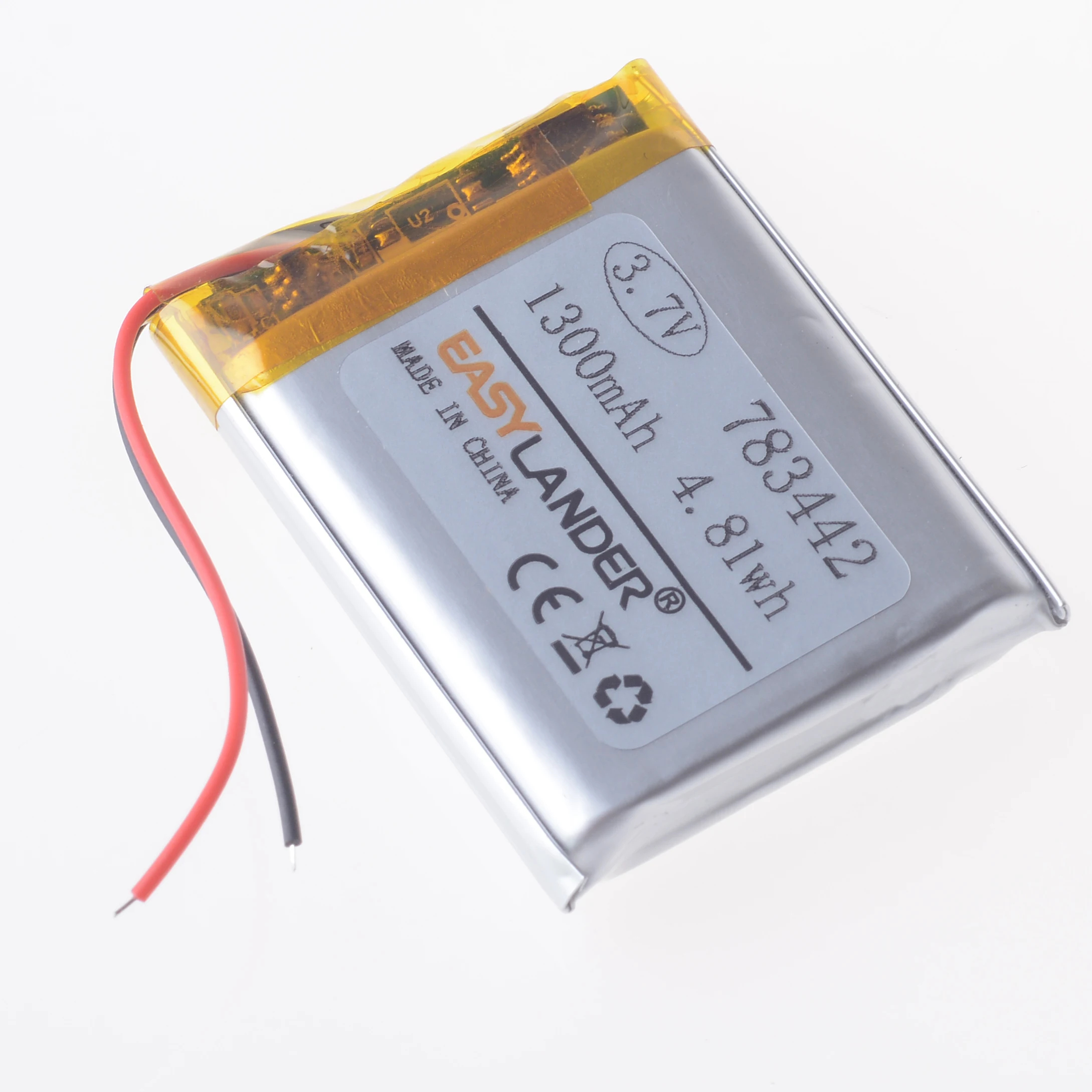 3.7V 1300mAh 783442 803442  Rechargeable Lithium ion / Li-ion Polymer Battery