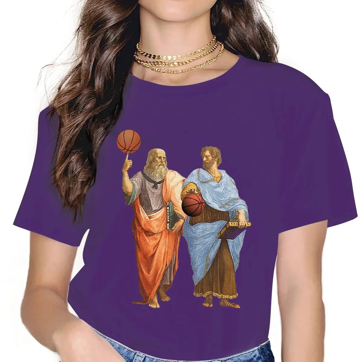 Plato and Aristotle in Epic Basketball Match Unique TShirt for Girl Philosophy Comfortable Creative Gift Clothes  T Shirt Stuff