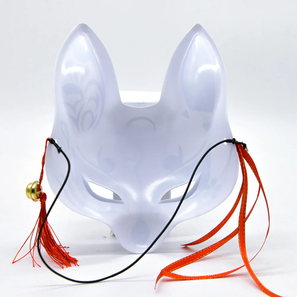 Japanese Foxes Mask Cosplay Hand-Painted Sakura Fox Half Face Cat Masks Masquerade Festival Party Cosplay Props