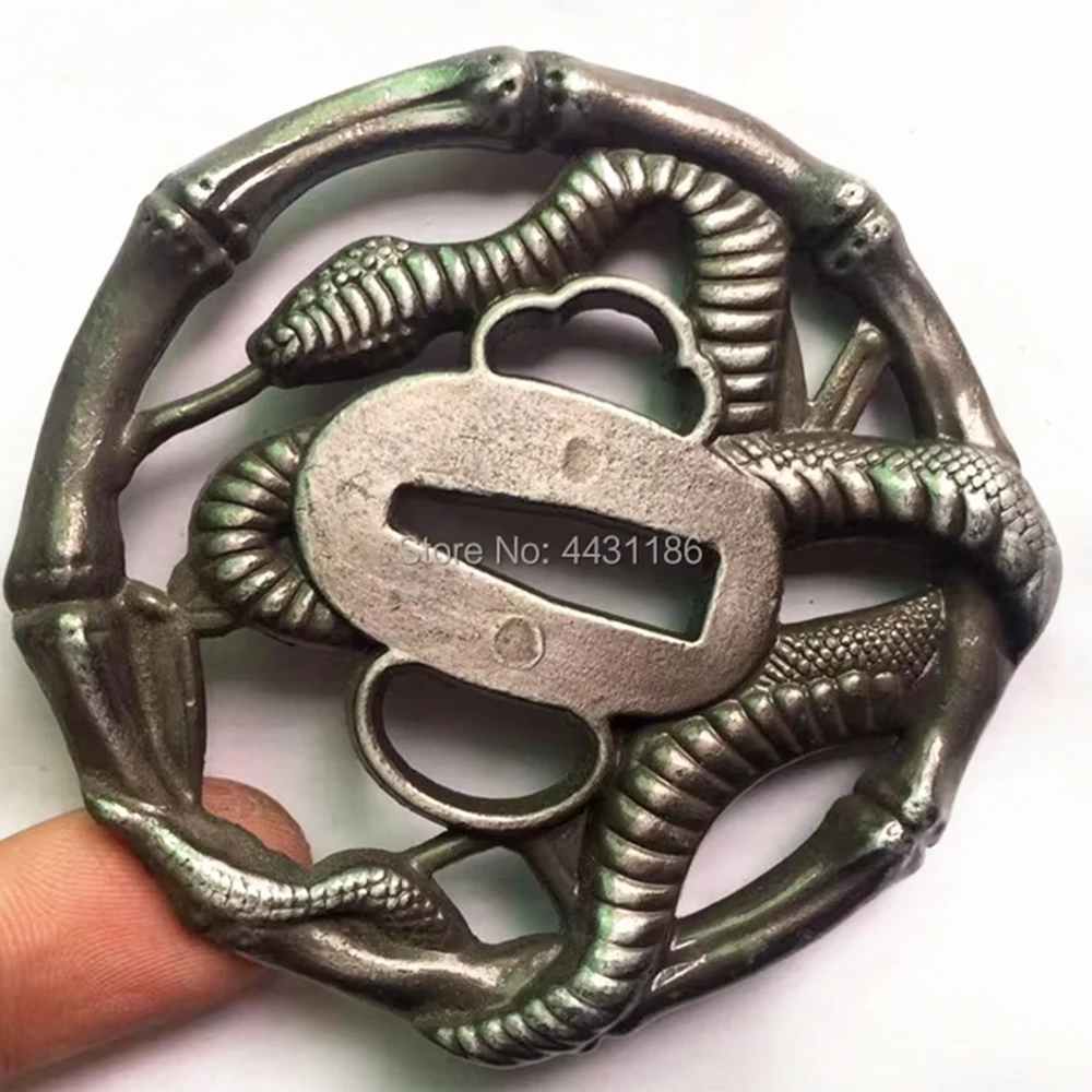 Wonderful Snake Bamboo Theme Tsuba Japanese Sword Alloy Guard For Katana Wakizashi Tanto Knife Handguard DIY Fittings