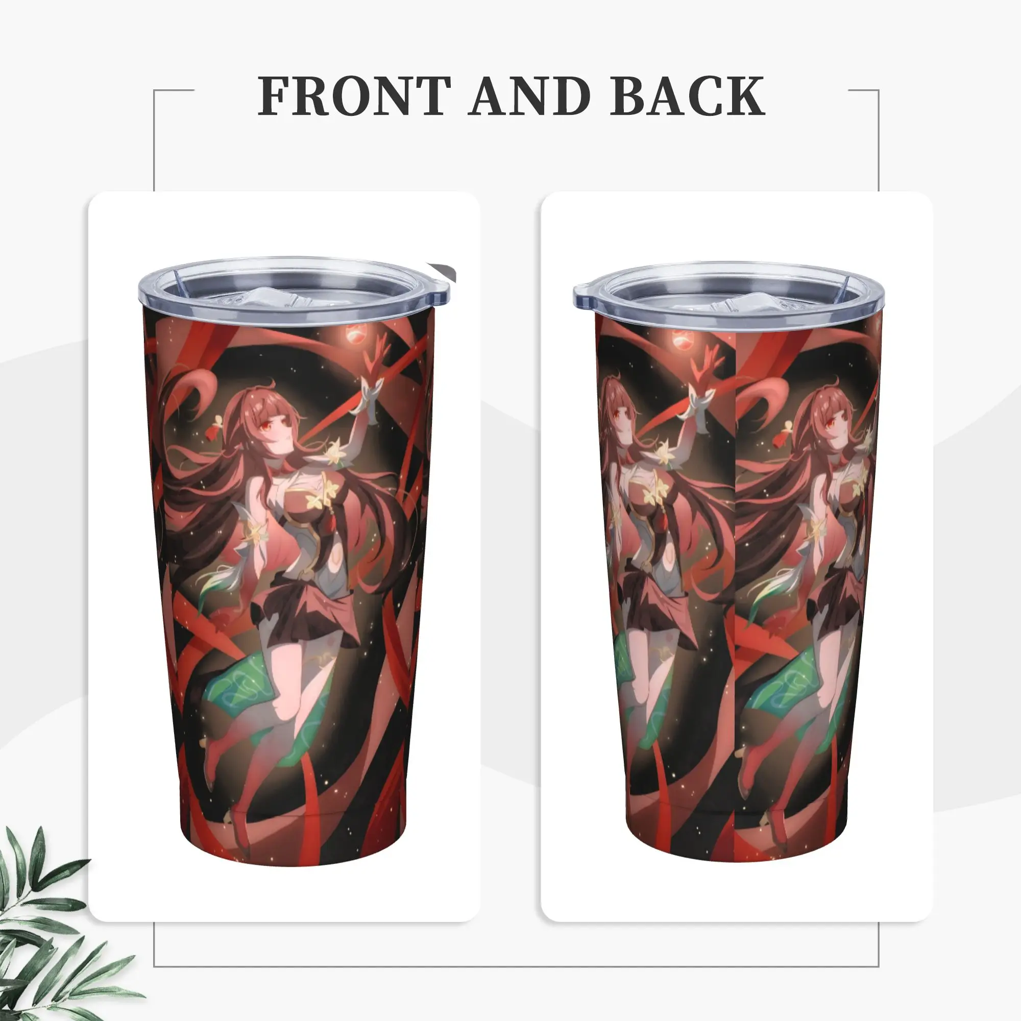 Lingsha Insulated Tumbler with Straws Lid Honkai Anime Vacuum Coffee Mugs Office Home Water Bottle Cups, 20oz