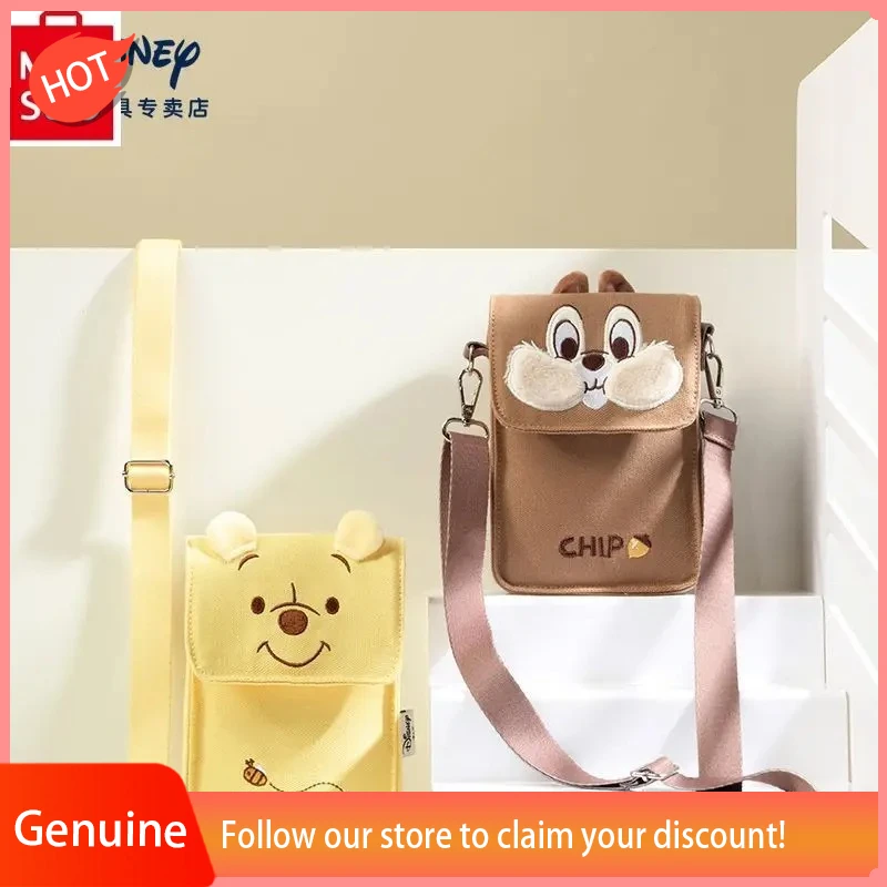 

Disney Strawberry Bear Winnie Bear Printed Crossbody Bag for Women High Quality Canvas Multi functional Storage Phone Bag