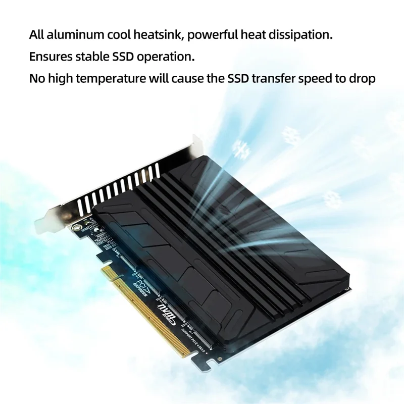 Placa adaptadora NVME M2 MKEY SSD RAID Pcie de alto desempenho com dissipador de calor integrado para resfriamento e estabilidade aprimorados