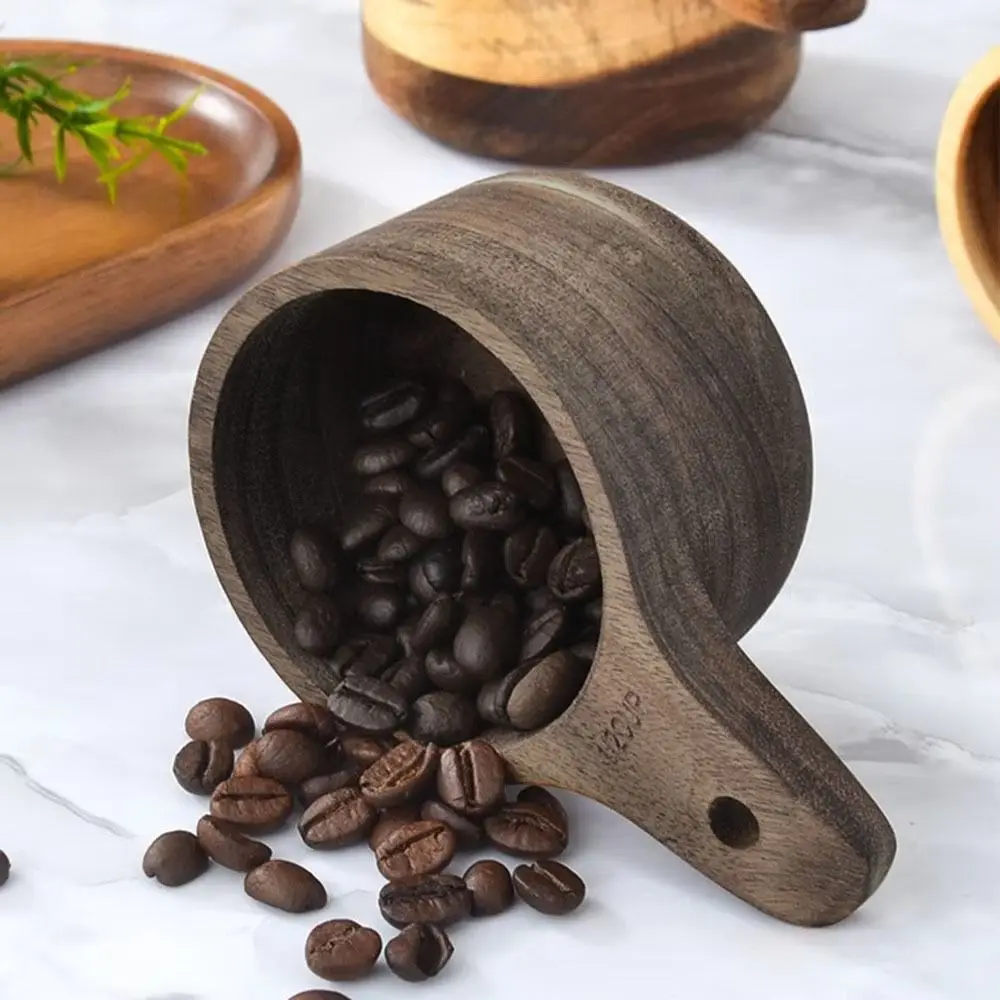

4Pcs/Set Portable Acacia Wood Coffee Measuring Spoon Durable Unbreakable Measuring Cup Stackable Condiment Scoop Cooking