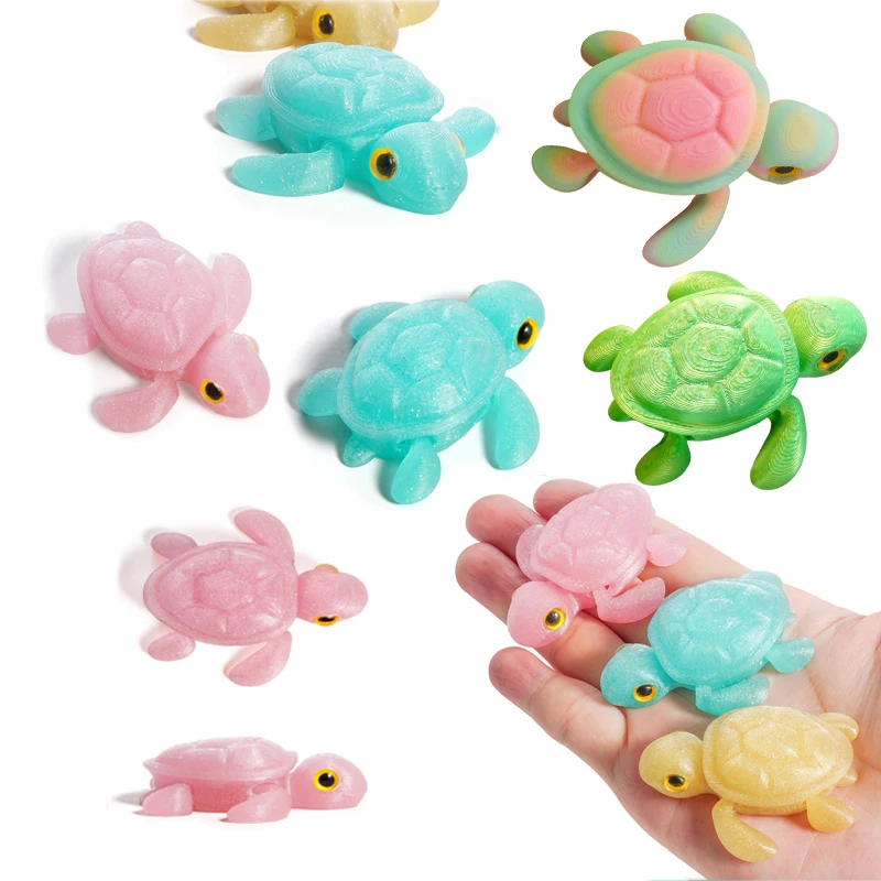 3D Printed Turtle Ornament Joint Mobility Sea Turtle Animals Model Figurine Fish Tank Landscape Home Office Desk Decoration