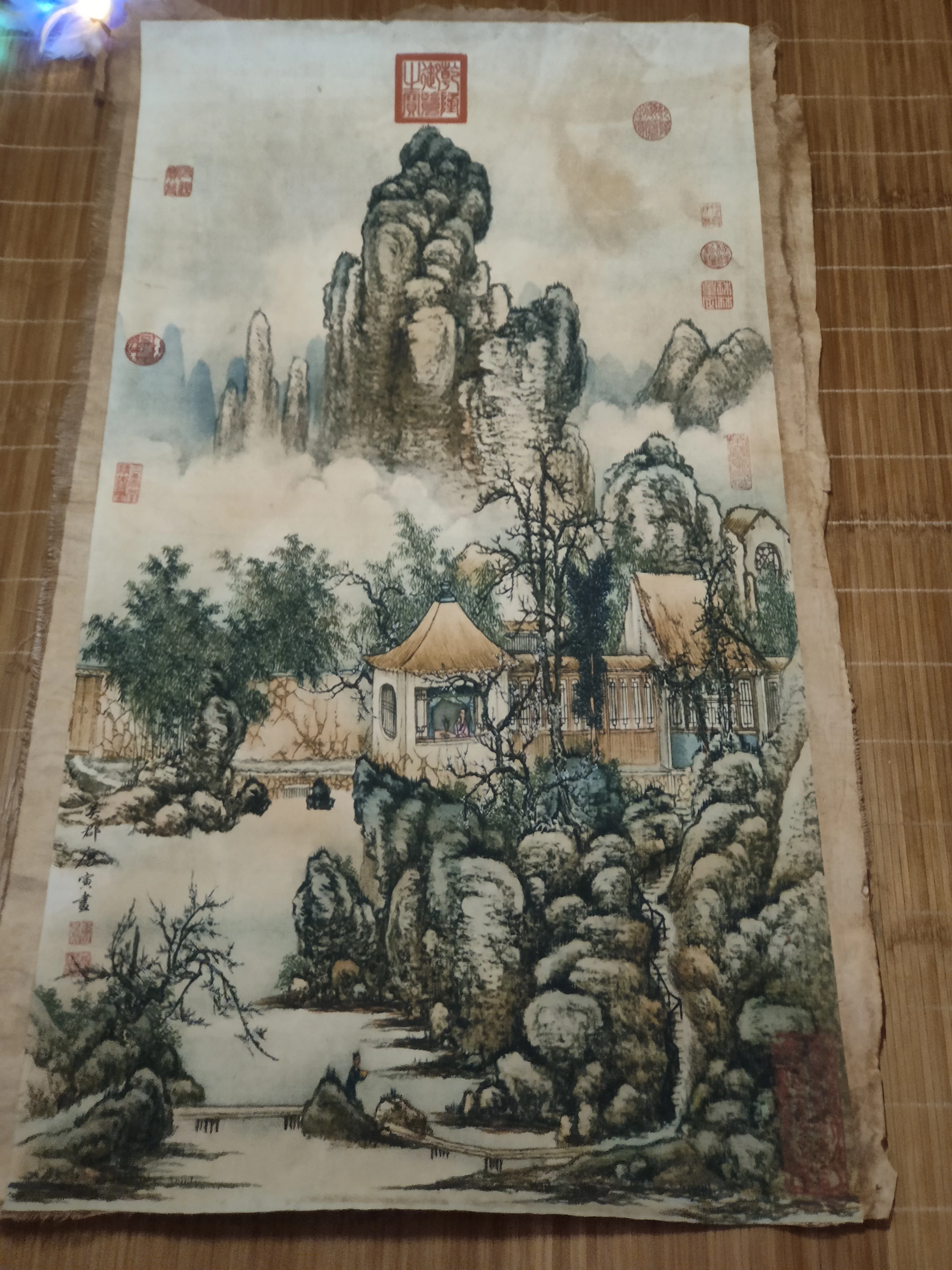 China Xuan paper home living room study porch corridor hanging landscape painting.