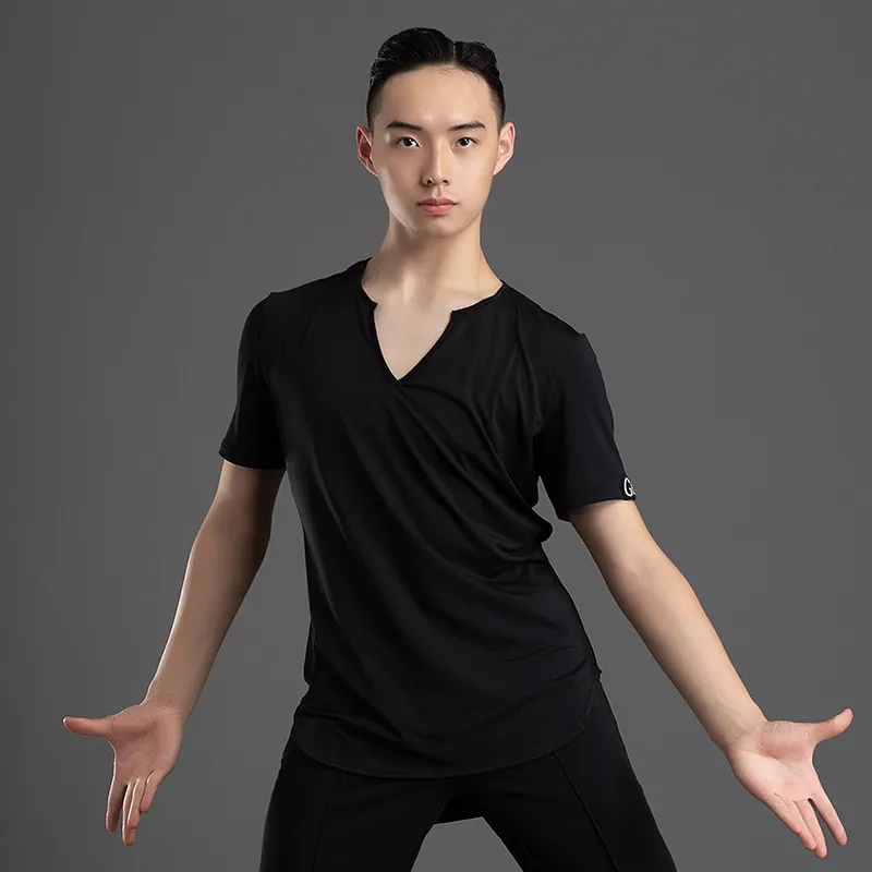 

2026 New Latin Dance Tops For Men Loose Shirts Chacha Rumba Tango Dress Adult Male Modern Latin Dance Practice Clothes XH4047